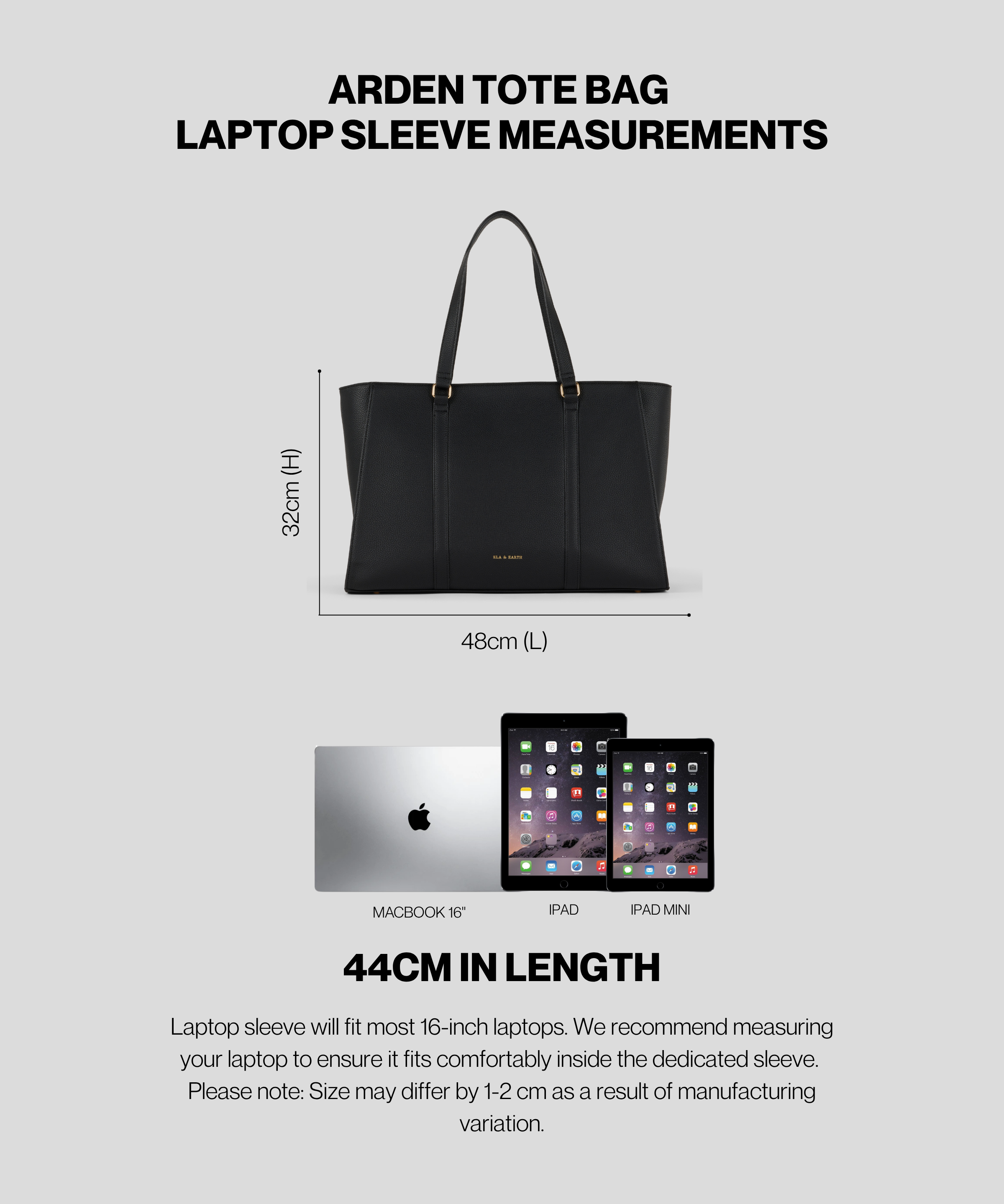 Black With Gold - Arden Insulated Tote Bag [Large]
