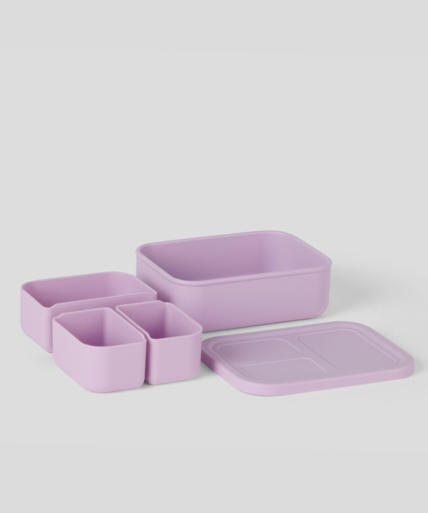 3 Compartment Silicone Bento Box - Lilac 