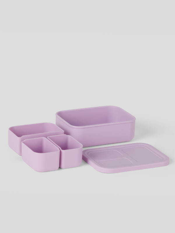 3 Compartment Silicone Bento Box - Lilac 
