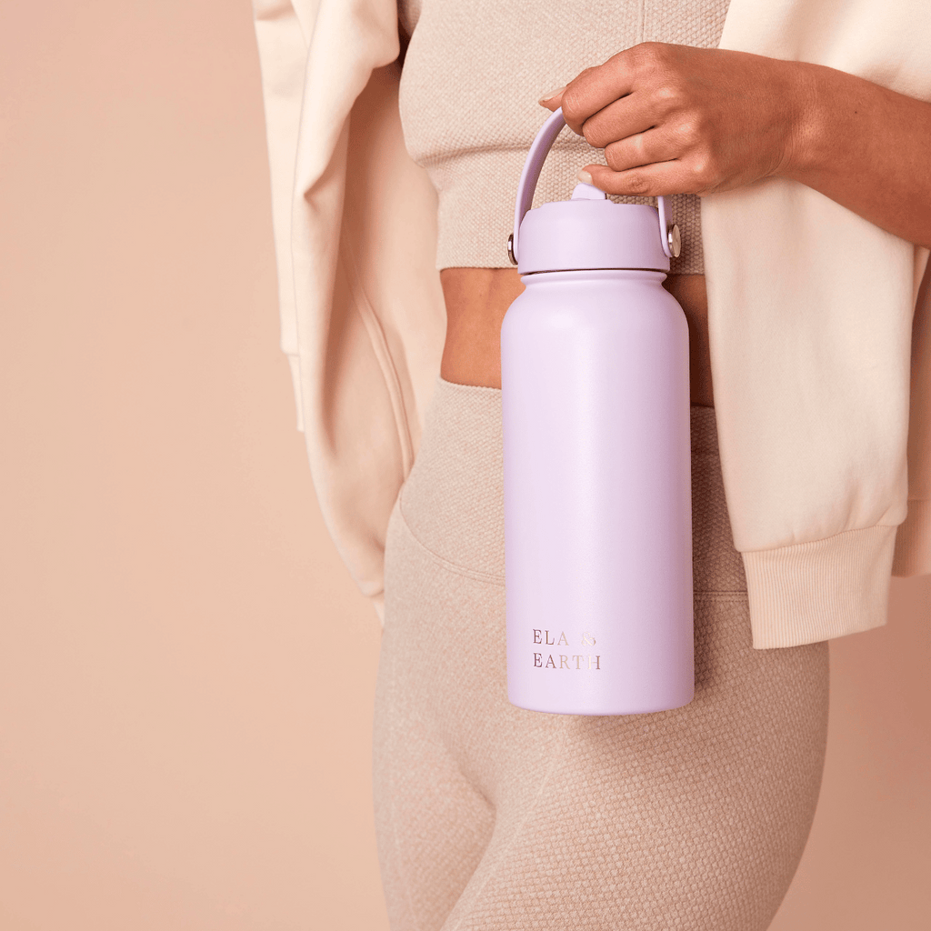 1 litre water bottle with straw lid - lilac