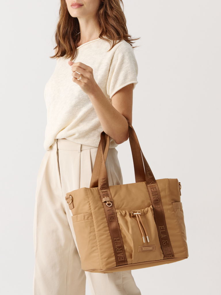 Womens Work Bag - Biscuit With Gold 