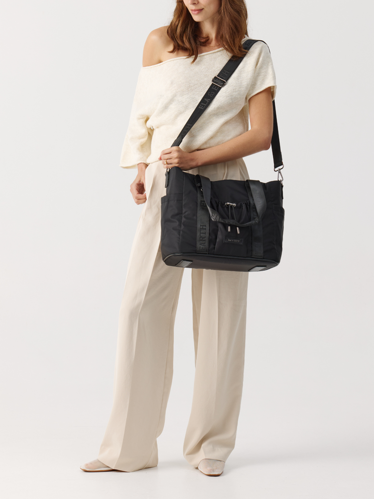 Everyday Tote Bag - Black With Gunmetal 