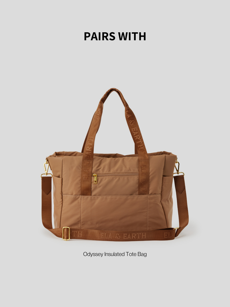 ela & earth  jacquard logo tote bag strap