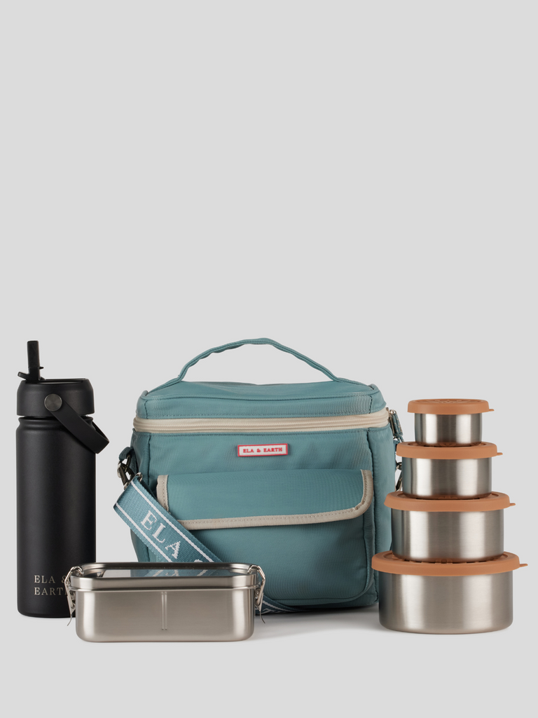 Kids Lunch Bag Set - Ocean Blue / Black 