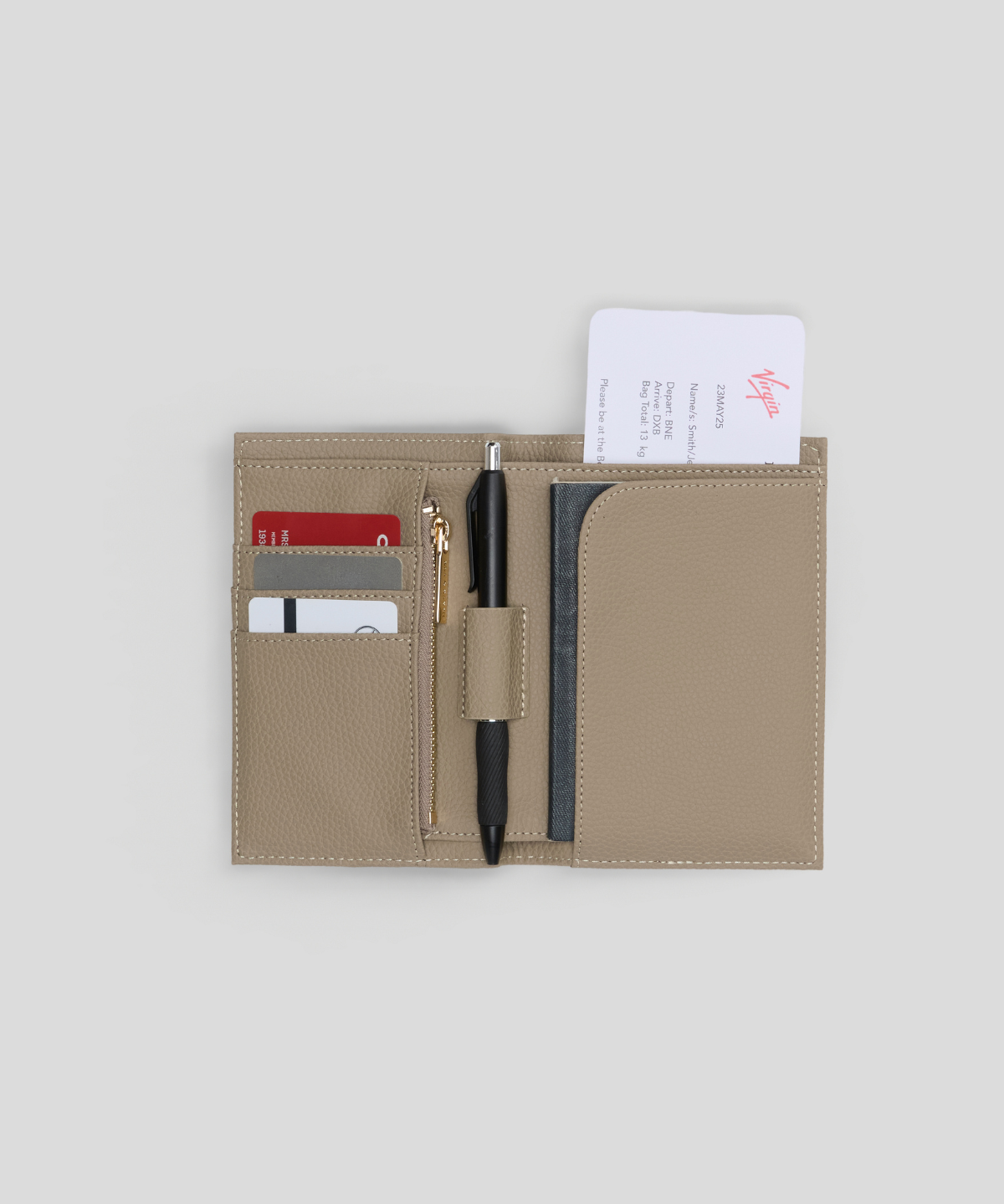 Oyster With Gold - Arden Single Passport Wallet