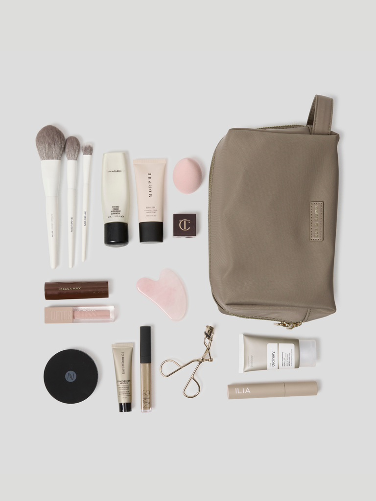 Zippered Makeup Bag - Beige