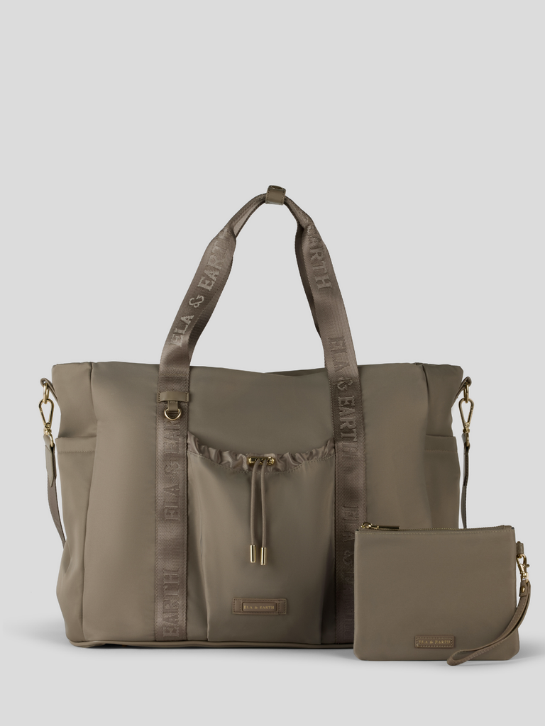 Overnight Bag & Pouch - Oyster With Gold 