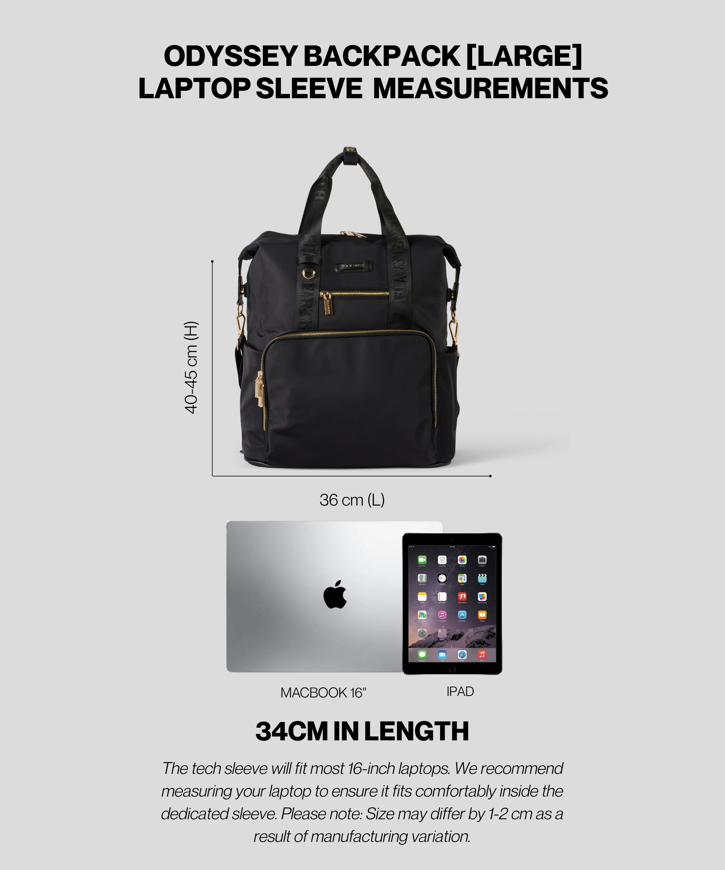 Black With Gold - Odyssey Insulated Backpack [Large]