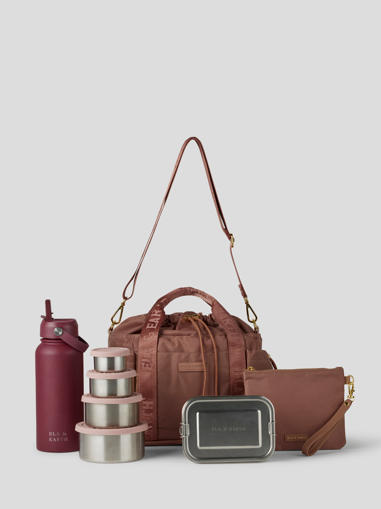 Insulated Lunch Bag Set - burgundy