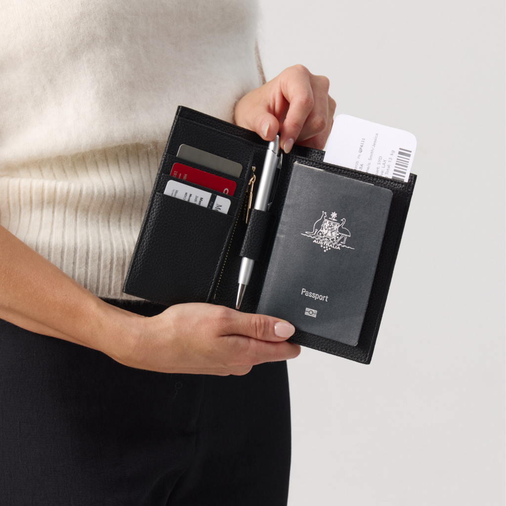 black single travel wallet