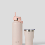 1 Litre Water Bottle & 350ml Tumbler -  Blush Pink 