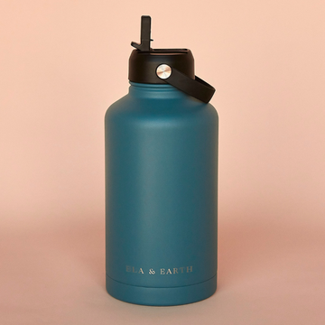 64oz insulated water bottle with straw - blue