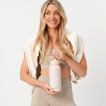 1 litre drink bottle with straw - pink