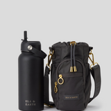 Black Water Bottle and charcoal Water Bottle Bag 