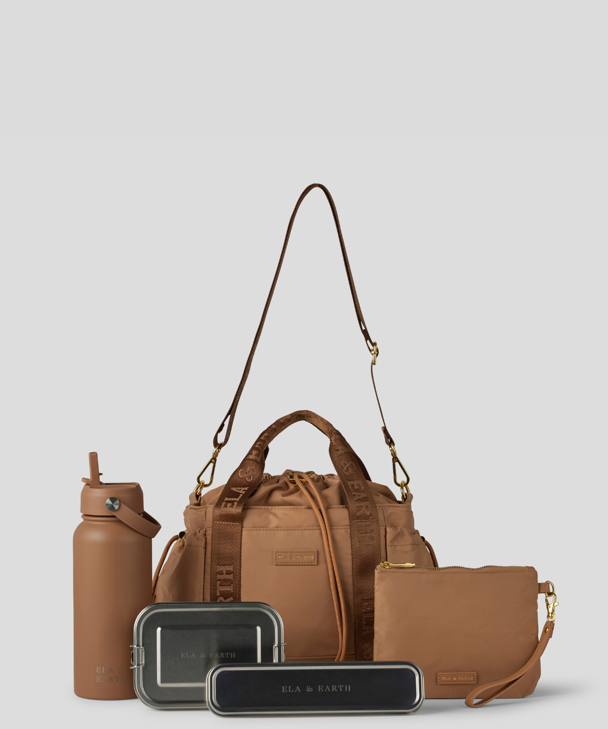 Biscuit Lunch Bucket Bag bundle, With Biscuit Water Bottle, Medium Pouch, cutlery set, and 800ml bento box. 