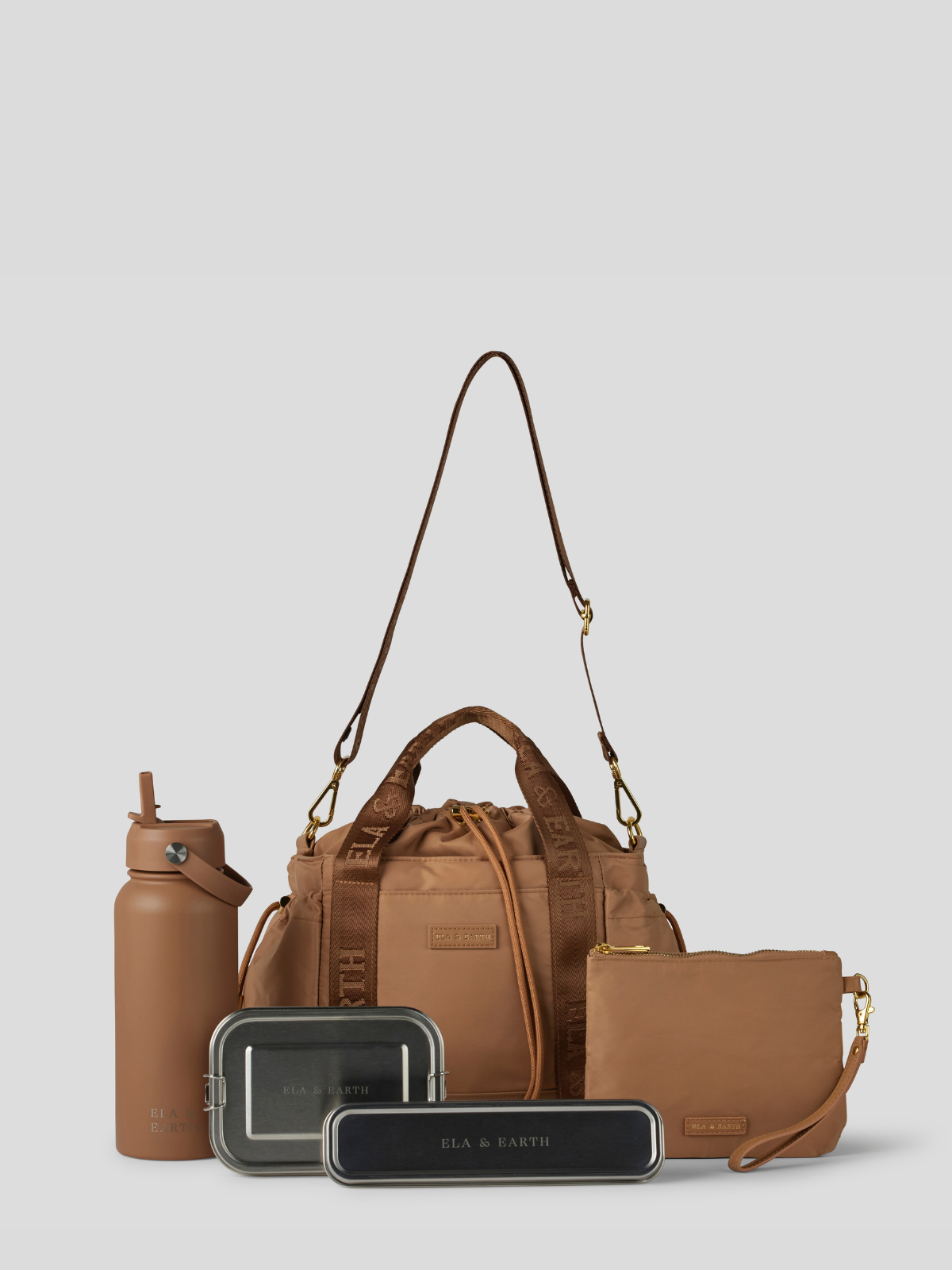Biscuit Lunch Bucket Bag bundle, With Biscuit Water Bottle, Medium Pouch, cutlery set, and 800ml bento box. 