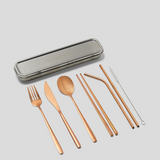 7pc reusable cutlery - rose gold
