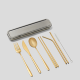 7pc reusable cutlery - gold