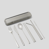 7pc reusable cutlery - silver