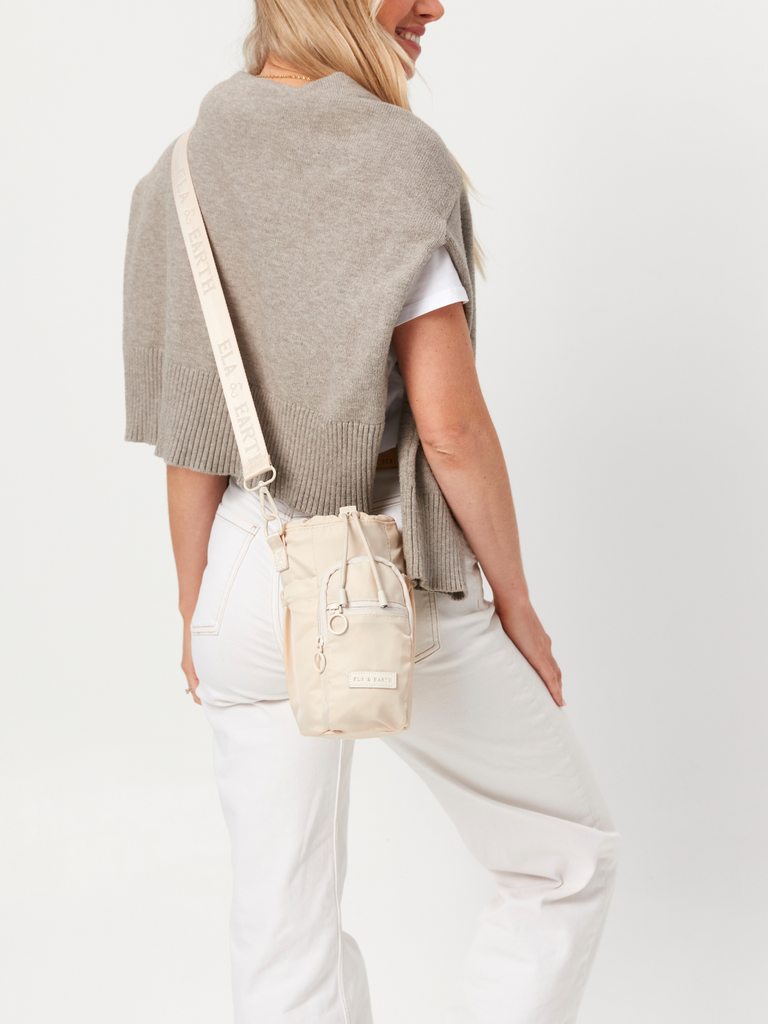 Pilates Water Bottle Bag - Beige white